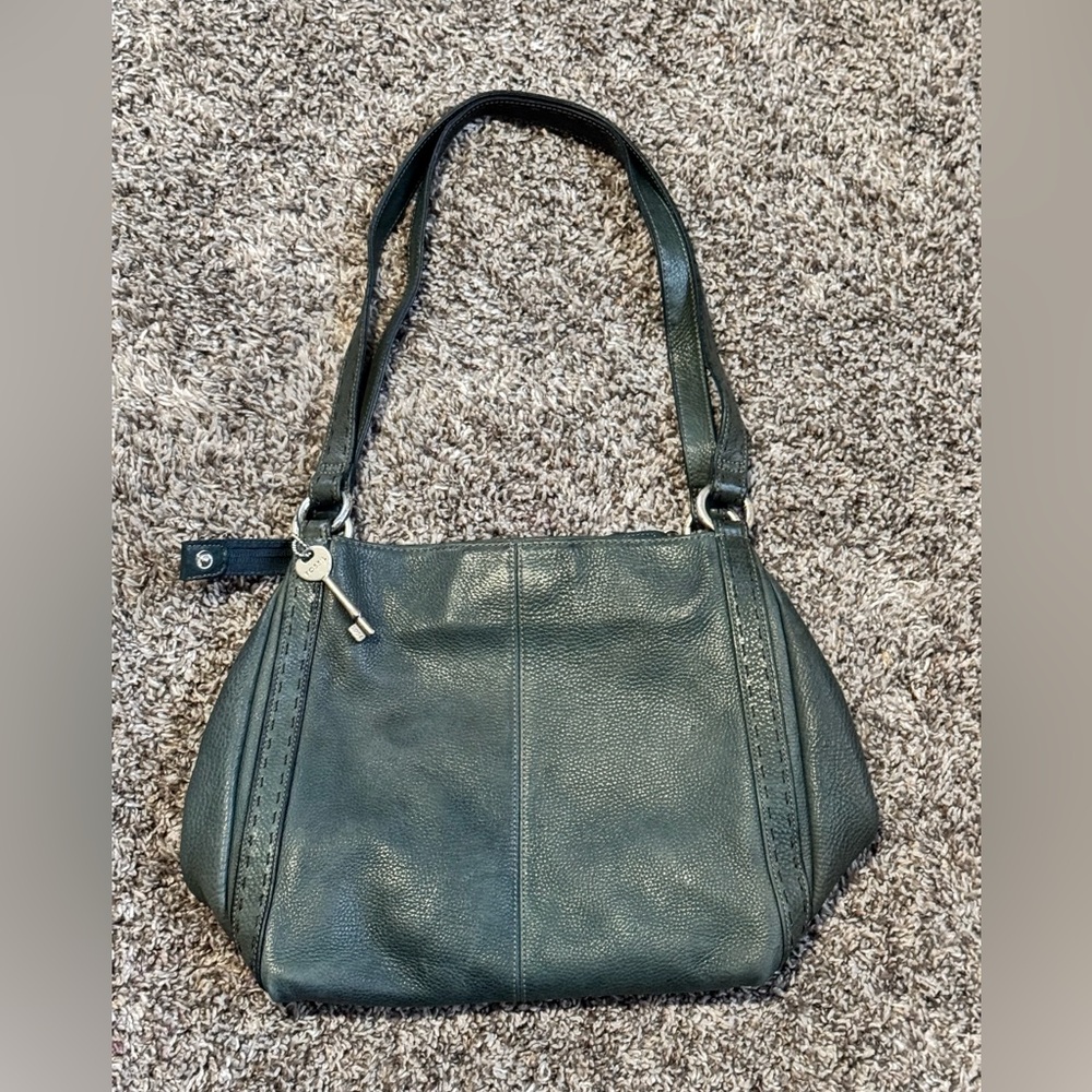 Fossil Leather Handbag with Key Charm